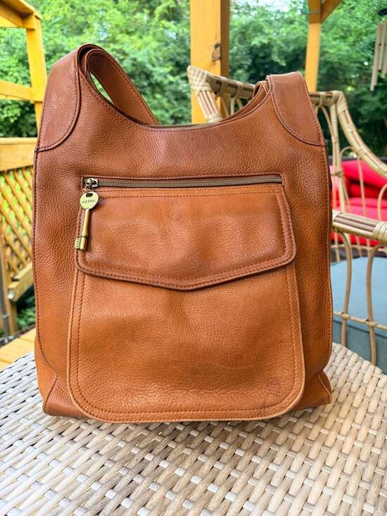 Fossil Handbags - Fossil Vintage Genuine Leather Shoulder Hobo Bag 75082 with Key Charm